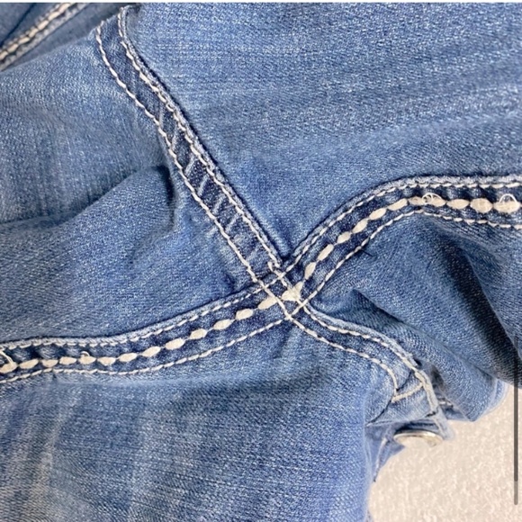 Grace In L.A. Distressed Low Rise Straight Leg Embroidered Flap Pocket Jeans 25 - Picture 7 of 16